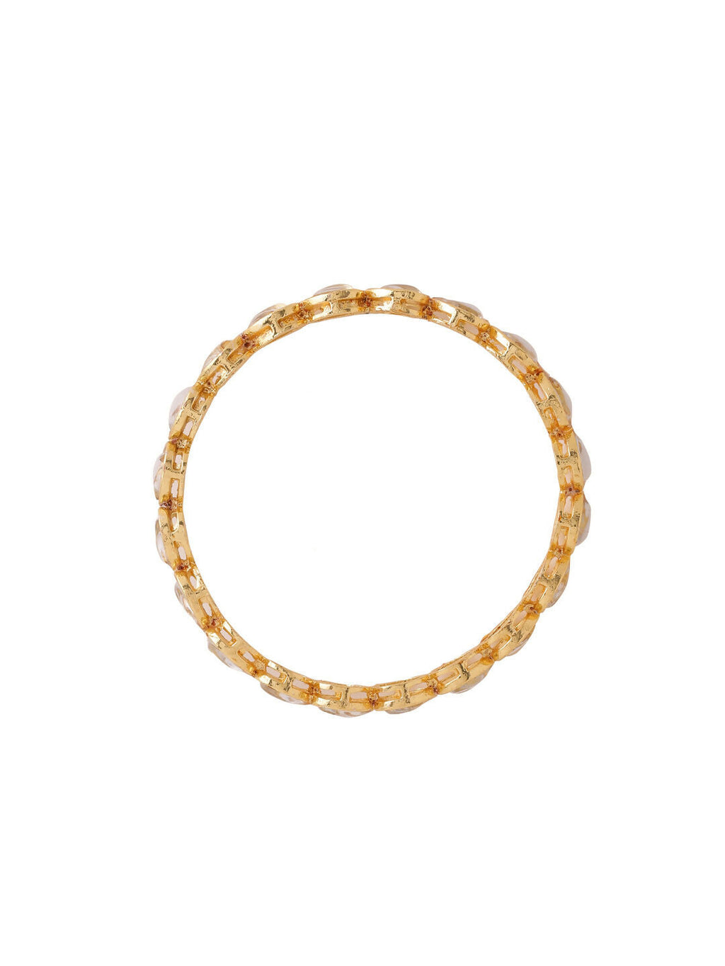 NVR Women's Set of 2 Gold-Polished Kundan Studded Traditional Bangles | Grocsy
