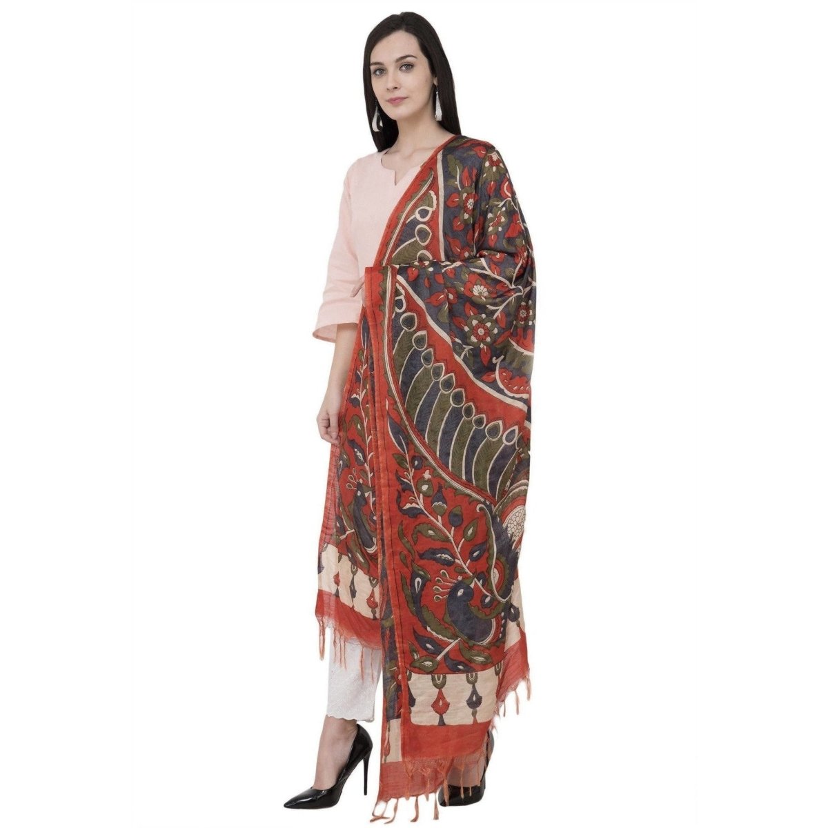 A R Silk Modal Kalamkari Print Dupatta | Grocsy
