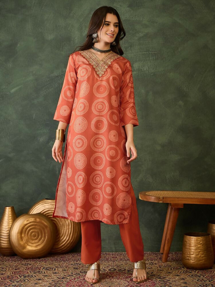 The52 Women's Gorgeous Rayon Embroidery Straight Kurta with Pant And Dupatta Set | Grocsy