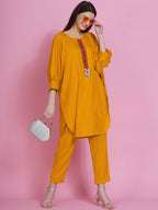Women Republic Yellow Rayon Boxed Kurta With Pants | Grocsy