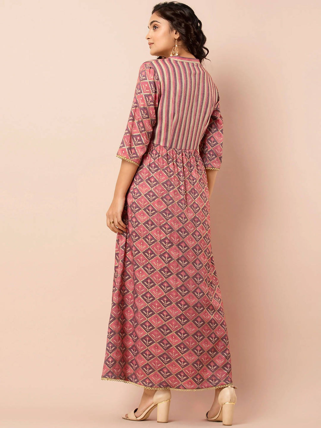 Indya Orange Printed Maxi Dress | Grocsy