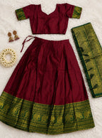 Teeya Creation Maroon Traditional Lehenga Choli Set Featuring Intricate Purple and Gold Zari Detailing | Grocsy
