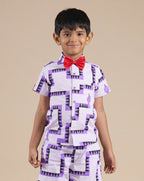 Snakes and Ladders Boys Purple Table Print Shirt from Siblings Collection | Grocsy