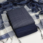 Blue Cotton Jacquard Woven Unstitched Dress Material - Amara | Grocsy
