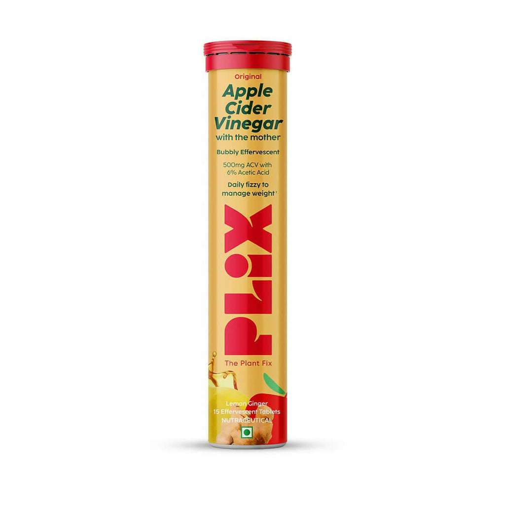 PLIX The Plant Fix Apple Cider Vinegar Effervescent Tablet with Mother - Lemon Ginger | Grocsy