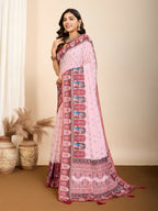 Pink Muslin Cotton Designer Digital Printed Saree - Lavisha | Grocsy