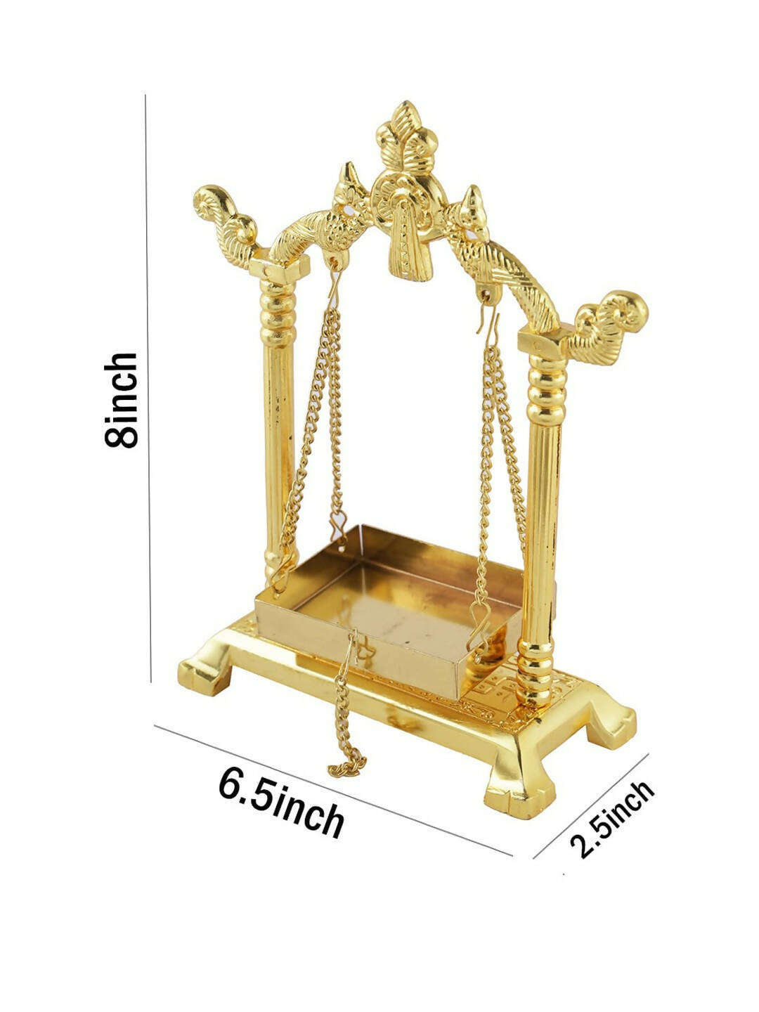CraftVatika Gold-Toned Aluminium Laddu Gopal Lord Jhula Mandir | Grocsy
