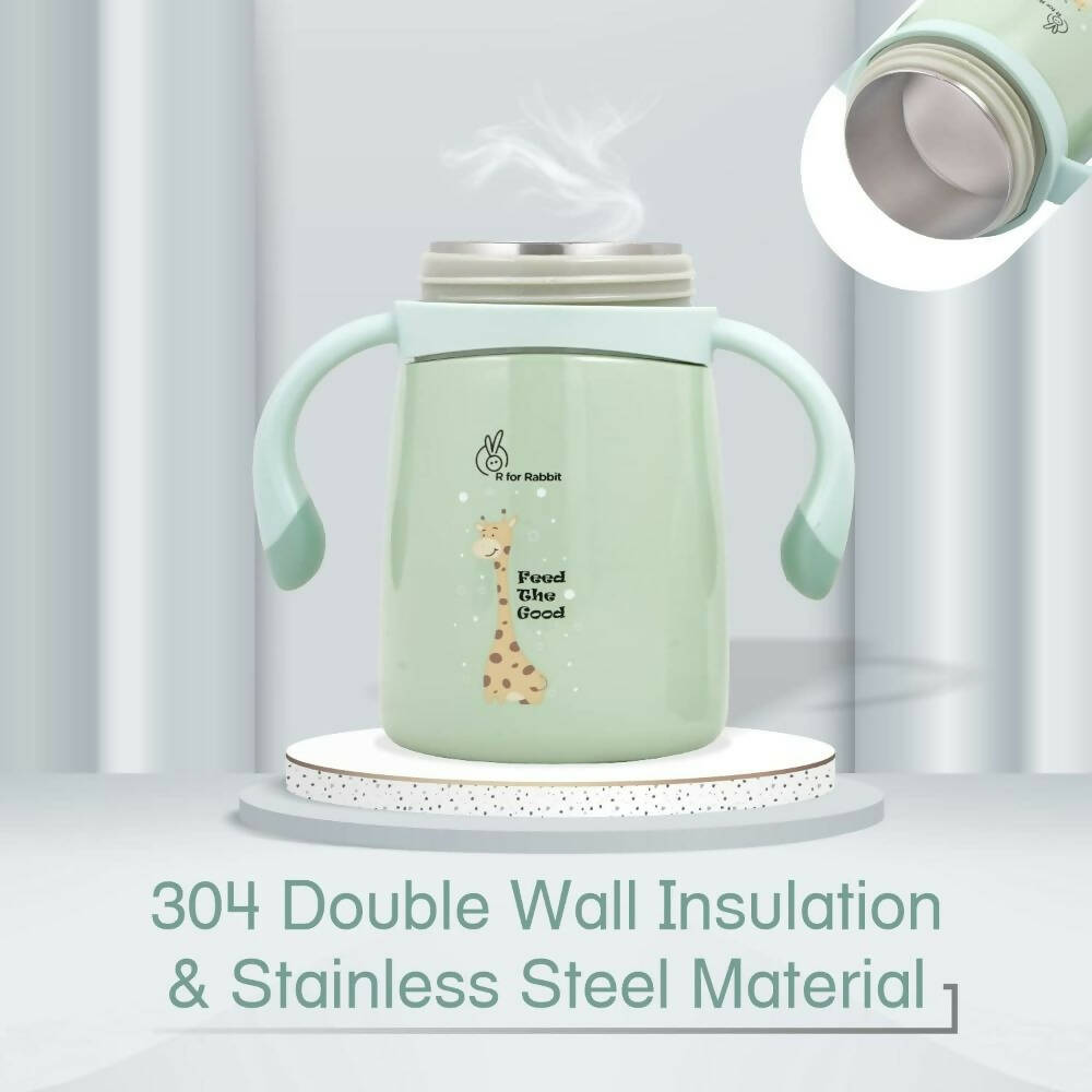 R for Rabbit Steebo Giffy Stainless Steel 2 in 1 Baby Spout Sipper Cup-Green(300ml) | Grocsy