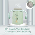 R for Rabbit Steebo Giffy Stainless Steel 2 in 1 Baby Spout Sipper Cup-Green(300ml) | Grocsy