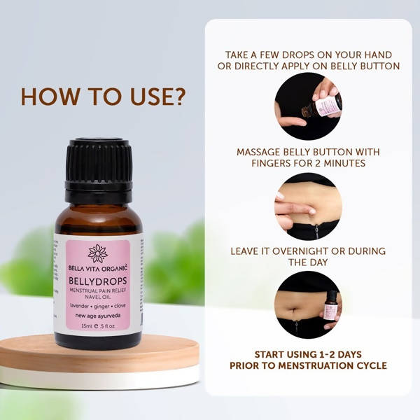 Bella Vita Organic Belly Drops Menstrual Pain Relief Navel Oil | Grocsy