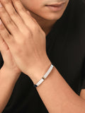 NVR Men's Silver Metal Interlock Kada Bracelet | Grocsy