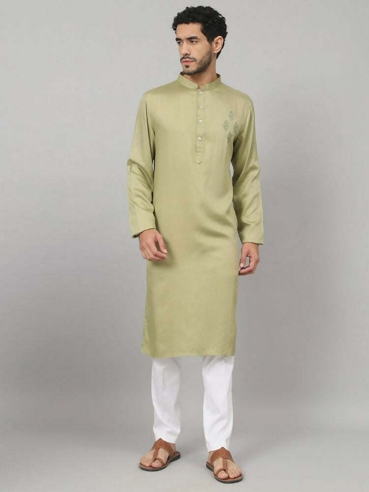Motif Embroidered Cotton Kurta by Hilo Design | Grocsy