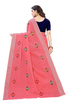 Vamika Chanderi Cotton Embroidery Red Saree (Dixa Red) | Grocsy