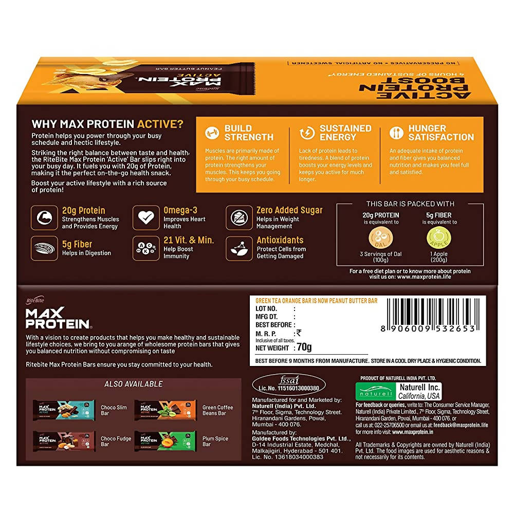 RiteBite Max Protein Active Peanut Butter Bar | Grocsy