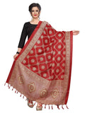 Vamika Traditional Wear Red Printed Khadi Bhagalpuri Dupatta | Grocsy