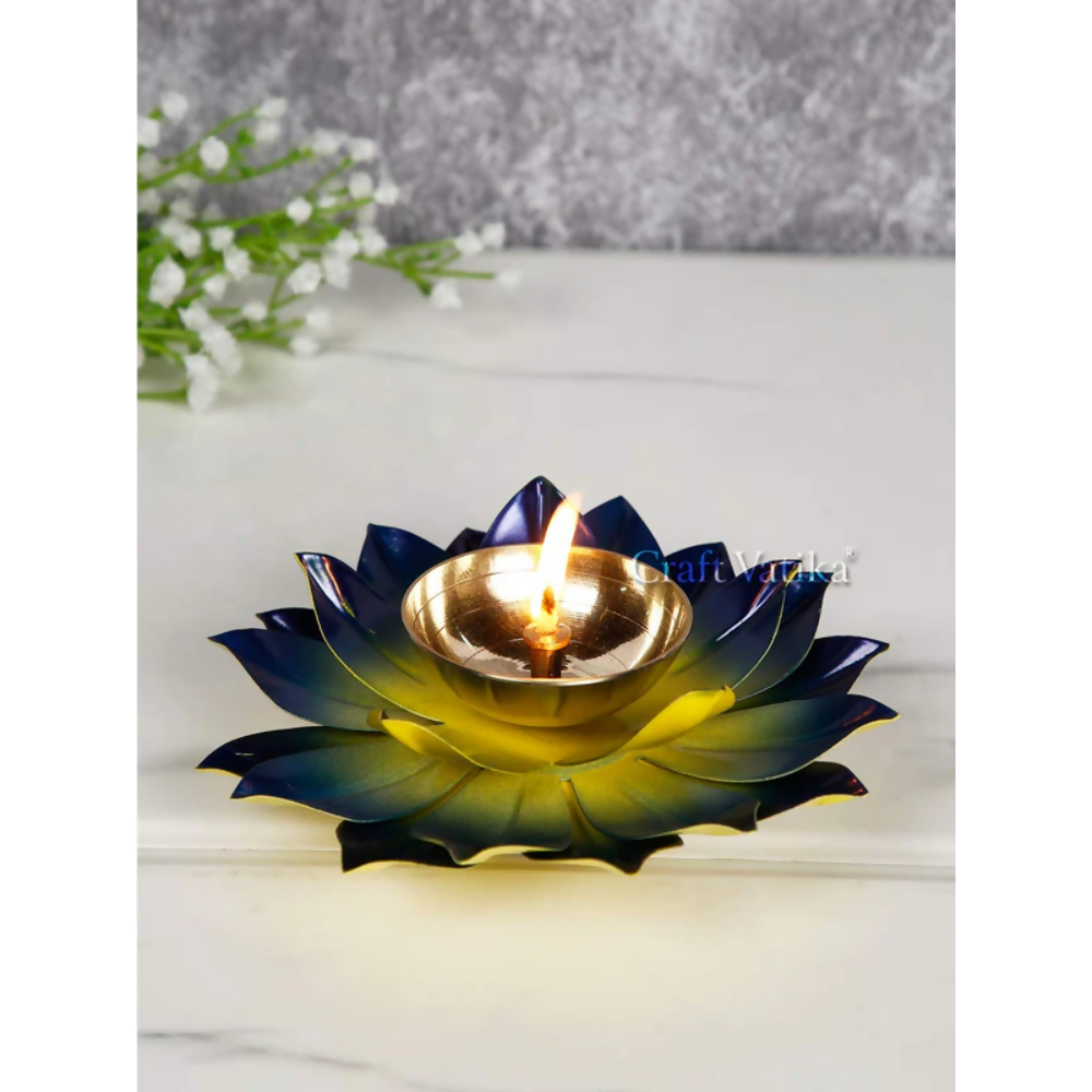 CraftVatika Kamal Diya Deepak Lotus Brass Diyas Oil Lamp Pooja | Grocsy