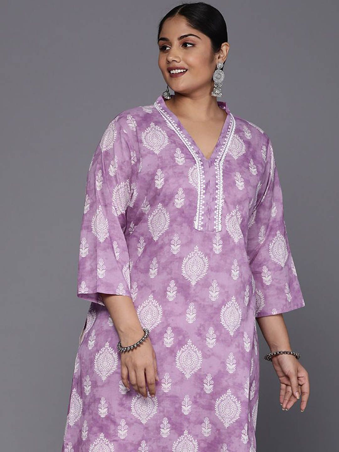 Sztori Ethnic Motifs Printed Regular Cotton Straight Kurta | Grocsy