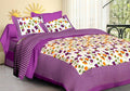 Vamika Printed Cotton Purple Bedsheet With Pillow Covers (LEOC_CHKM_PR) | Grocsy