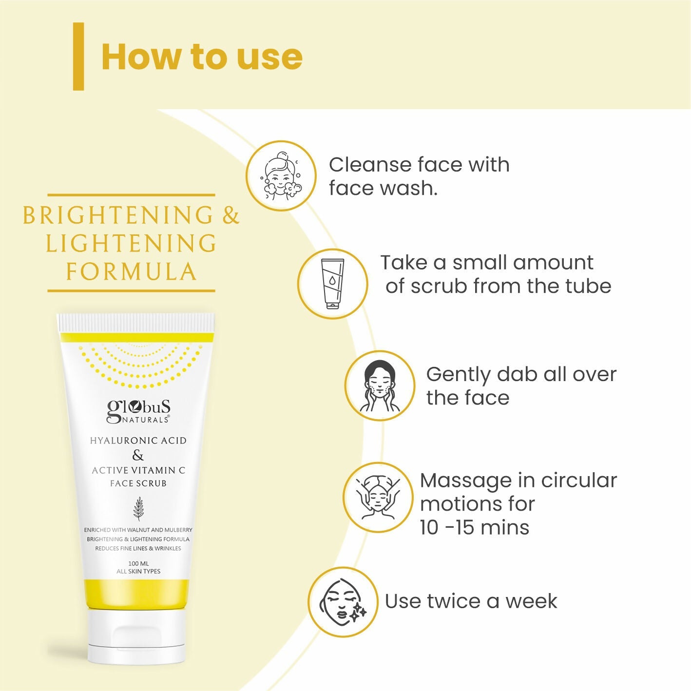 Globus Naturals Hyaluronic Acid & Vitamin C Anti Ageing Face Scrub | Grocsy