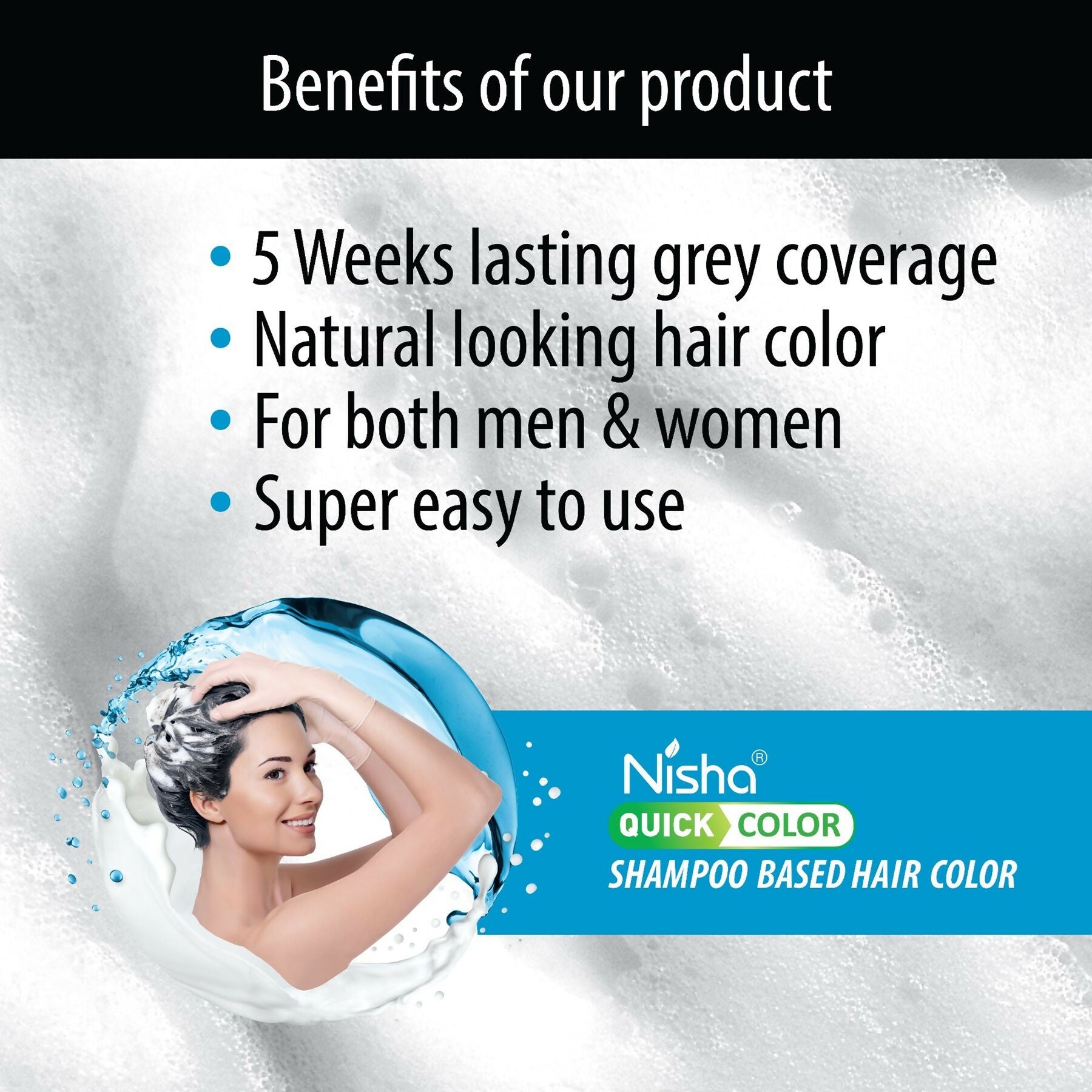 Nisha Quick Color Shampoo Hair Color-Original Black | Grocsy