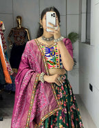 Yash Enterprise Green Silk Embroidery Semi Stitched Navratri Chaniya Choli | Grocsy
