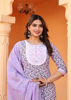 Alvano Printed Straight Kurti with Pant and Dupatta Set for Womens's and Girls Rayon | Grocsy