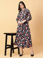 Joban Fashion Black Cotton Printed & Hand Work Dress | Grocsy