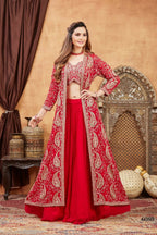 Joban Fashion Georgette Red Color Lehenga Choli | Grocsy