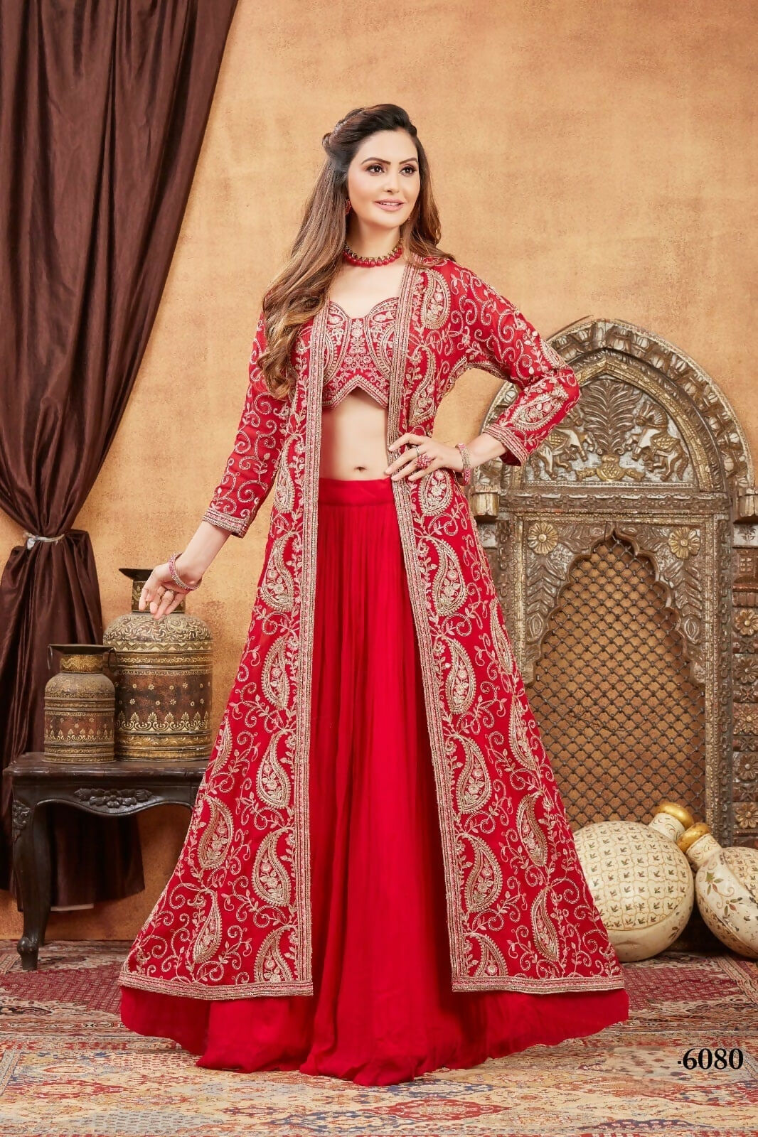 Joban Fashion Georgette Red Color Lehenga Choli | Grocsy