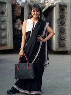 Suta Black Solid Mul Cotton Saree | Grocsy
