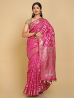 Kalamandir Checked Pink Silk Blend Saree | Grocsy