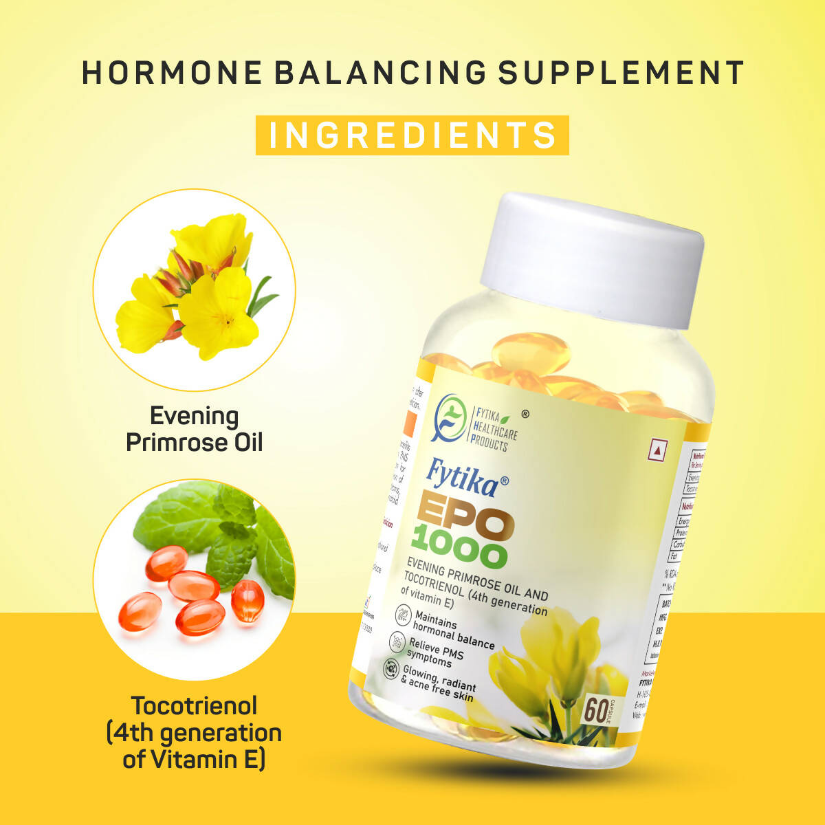 Fytika Epo 1000 Evening Primrose Oil and Tocotrienol Capsules | Grocsy
