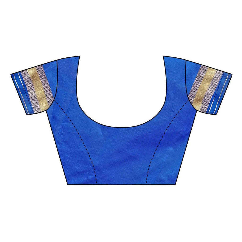 Vamika Banarasi Jaquard Blue Weaving Saree | Grocsy