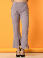 Myshka Women's Lavender Flared Party Trouser | Grocsy