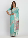 Shree Shyam Fashion Linen Cotton Sea Green Saree | Grocsy