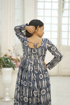 Aayaa Designer Printed Faux Georgette with Embroidery Zari Sequins-work Kids Gown | Grocsy