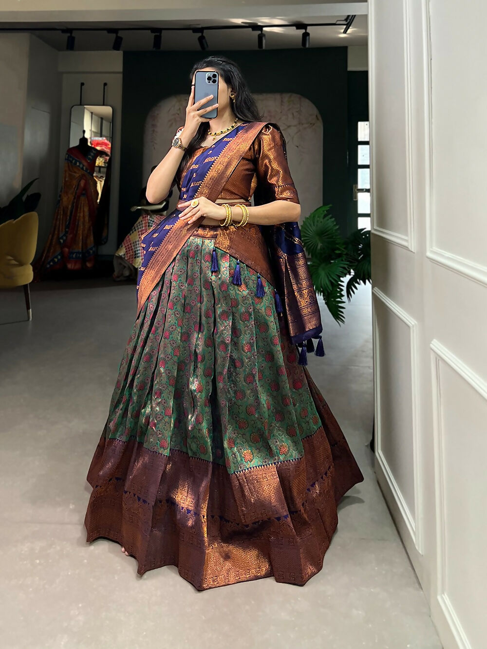 Vastranavya Specially Design To Wear In Wedding, Functions And Special Occasions Lehenga Choli - Navy Blue | Grocsy