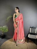 Joban Fashion Baby Pink Bandhej Bandhani Vichitra Silk Bandhani Prints Saree | Grocsy
