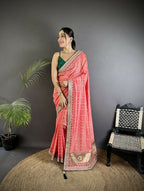 Joban Fashion Baby Pink Bandhej Bandhani Vichitra Silk Bandhani Prints Saree | Grocsy