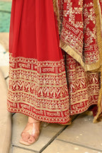 Joban Fashion Red Georgette Sequence Embroidery Work Kurta Set | Grocsy