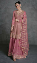 Vastranavya Mauve Embroidered Sequins Pakistani Palazzo Suit Party Wear | Grocsy