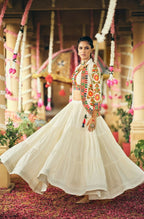 Teeya Creation Off White Colour Pure Cotton Embroidery Work Fully Stitched Navratry Lahenga | Grocsy