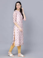 Myshka Women Pink Floral Printed Gotta Patti Georgette Kurta | Grocsy