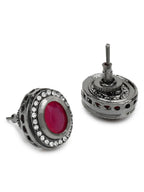 Pink Circular Studs Earrings - Ruby Raang | Grocsy