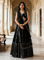Lehenga Mart Black Gerogette Designer Bollywood Style Wedding Wear Lehenga Choli | Grocsy