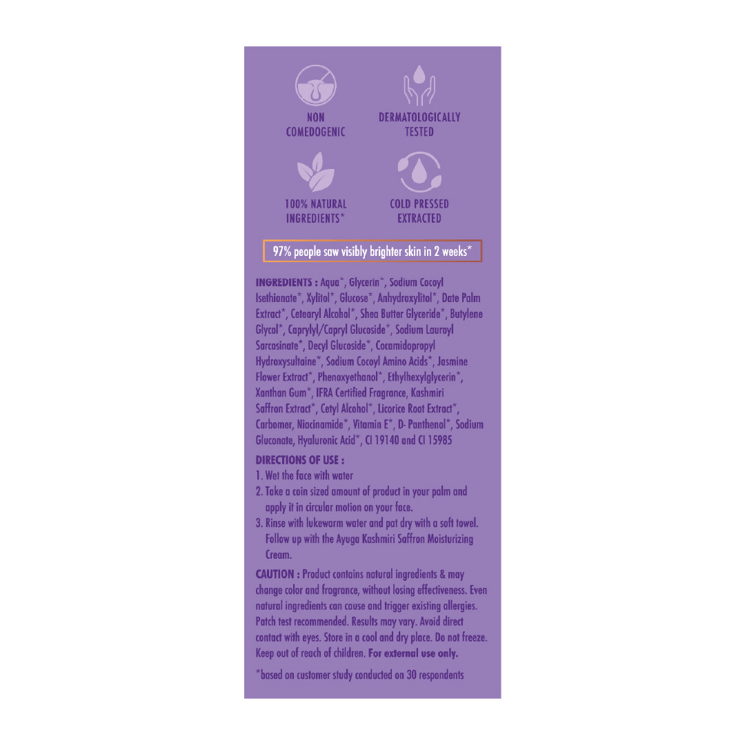 Ayuga Kashmiri Saffron Face Wash | Grocsy