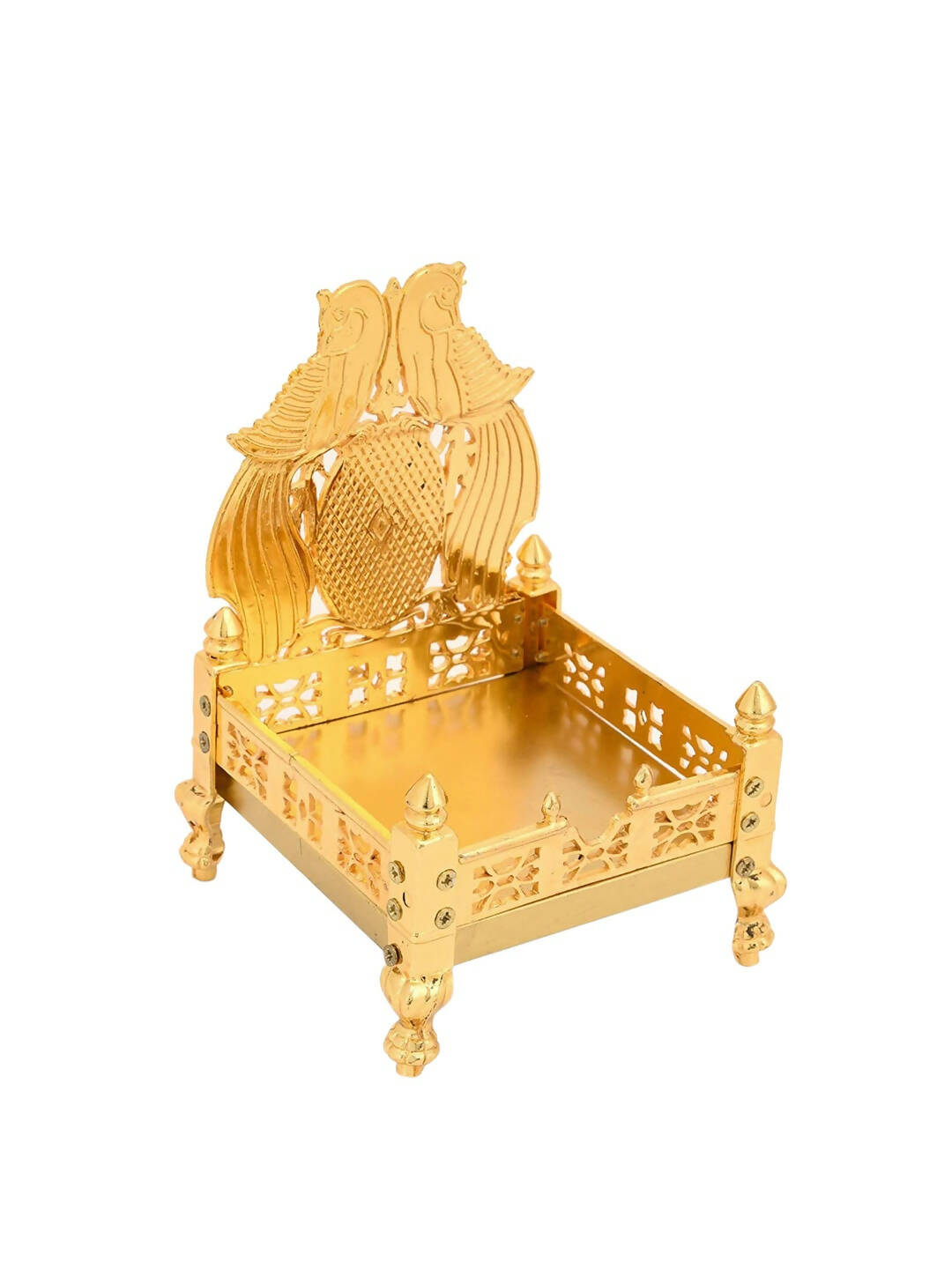 CraftVatika Gold-Toned Singhasan Chowkie | Grocsy