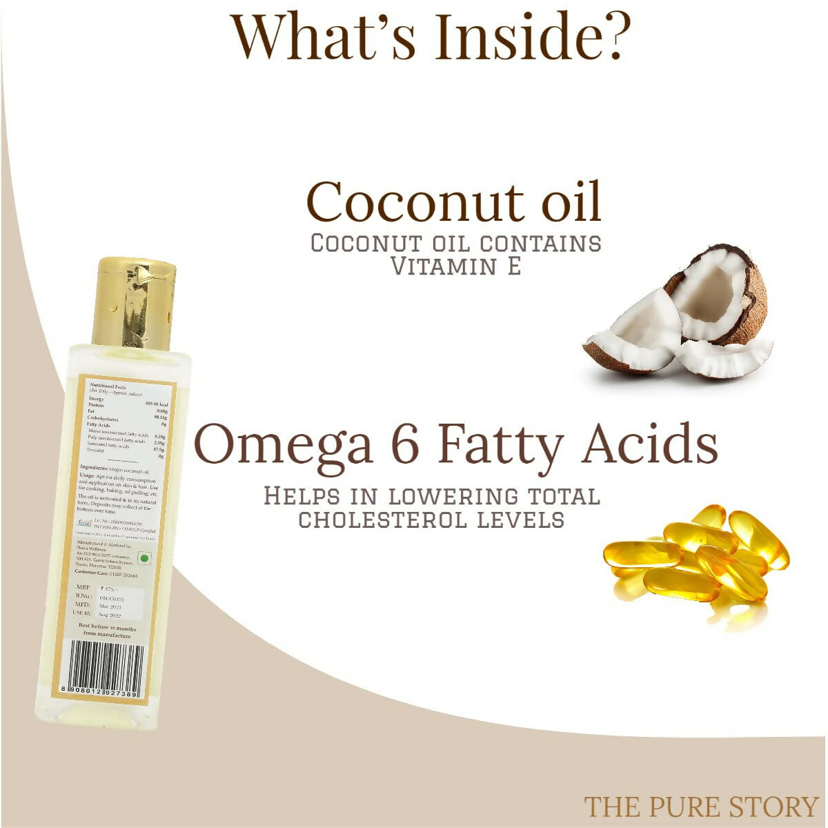 The Pure Story Natural Cold Pressed Coconut Hair Oil | Grocsy