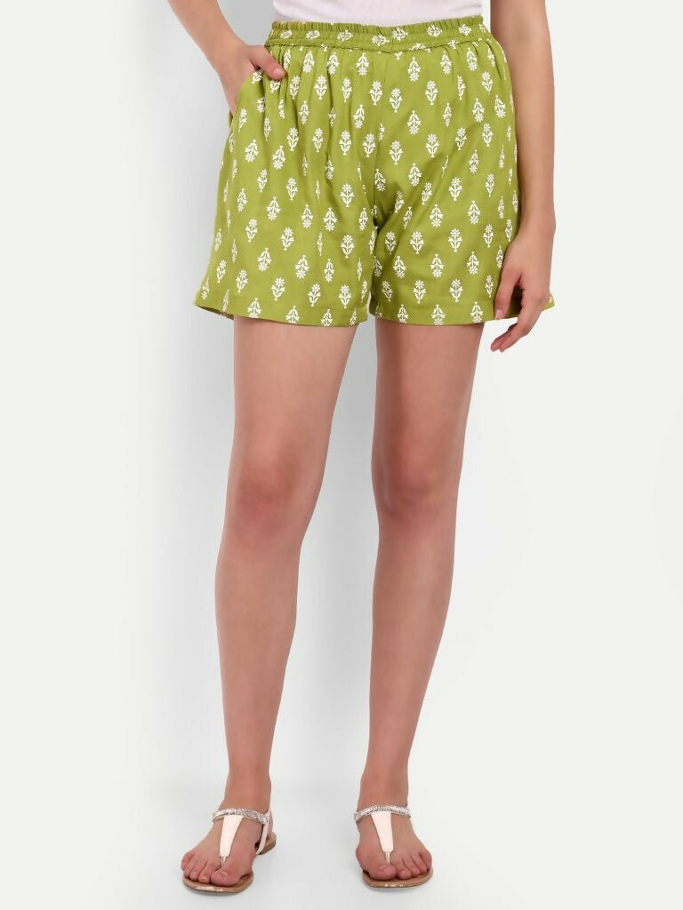 Alvano Printed Green, Maroon Boxer Shorts, Night Shorts, Regular Shorts, Bermuda Shorts | Grocsy