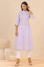 Juniper Women Lilac Cambric Solid A-Line Kurta | Grocsy